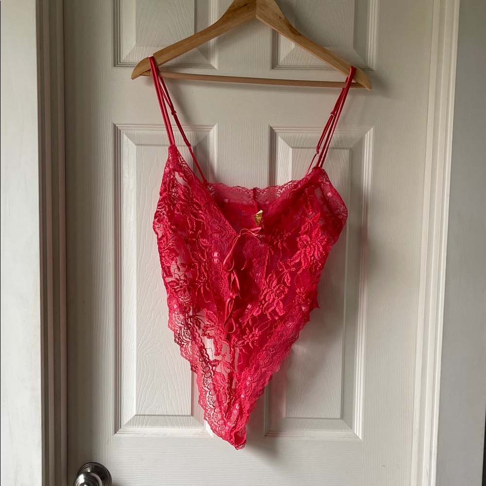 Vintage Victoria’s Secret Red Lace Lingerie Bodysuit